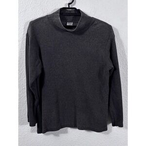 Vintage CP Shades Sweater Mens Medium Dark‎ Gray Mock Neck Cotton Knit Pullover